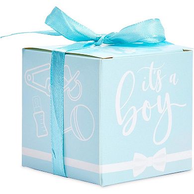 Its A Boy Baby Shower Party Favor Boxes With Ribbons (blue, 50 Pack)