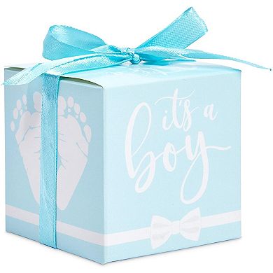 Its A Boy Baby Shower Party Favor Boxes With Ribbons (blue, 50 Pack)