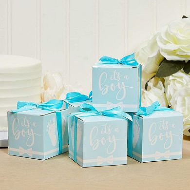 Its A Boy Baby Shower Party Favor Boxes With Ribbons (blue, 50 Pack)