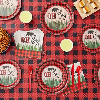 194 Pc Lumberjack Baby Shower Decorations For Boy, Buffalo Plaid Party Supplies