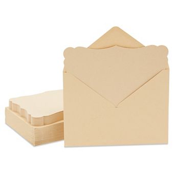50 Pack Cards And Envelopes, 5x7 in For Invitations, Brown Kraft Paper