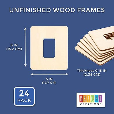24x Unfinished Wood Frames Cutout For Diy Craft Home Décor Natural Color 5 X 6"