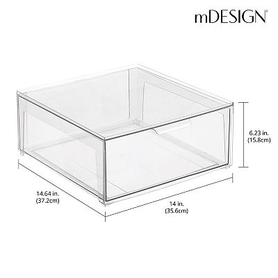 mDesign Plastic Stacking Closet Storage Organizer Bin with Drawer