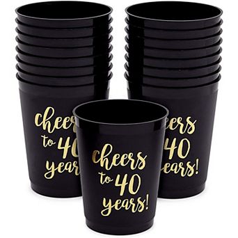16 Pack 40 Birthday Party Cups For Cheers To 40 Years Celebrations, 16 Oz