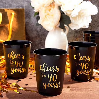 16 Pack 40 Birthday Party Cups For Cheers To 40 Years Celebrations, 16 Oz