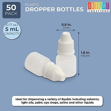 50x Empty Plastic Dropper Bottle Squeezable For Light Oils Liquid Container 5ml