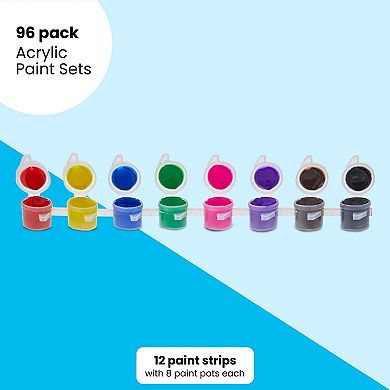 Acrylic Paint Pots for Kids, Classroom, Art and Crafts, 24 Pack, 8 Colors