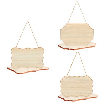 6 pk Mdf Unfinished Wood Plaques For Crafts With Jute Rope, 9x6 Inch Wooden Sign