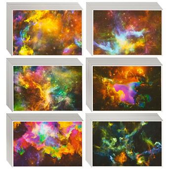 48-pack Cosmic Galaxy Blank Cards And Envelopes All Occasion 6 Designs, 4x6"