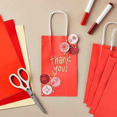 25-pack Red Gift Bags With Handles - Small Paper Treat Bags (5.3x3.2x9 In)
