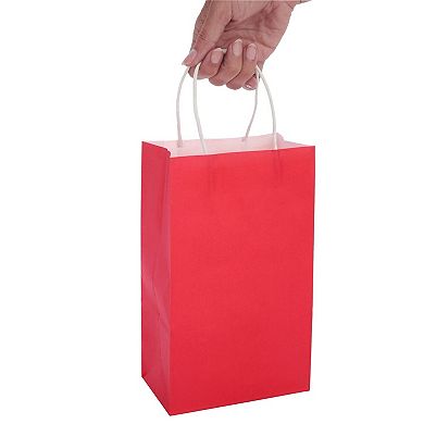 25-pack Red Gift Bags With Handles - Small Paper Treat Bags (5.3x3.2x9 In)