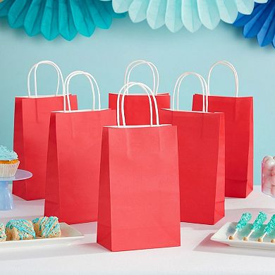 25-pack Red Gift Bags With Handles - Small Paper Treat Bags (5.3x3.2x9 In)