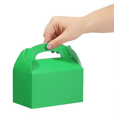 24 Pack Green Gable Boxes With Handles For Party Favors (6.2x3.5x3.6 In)