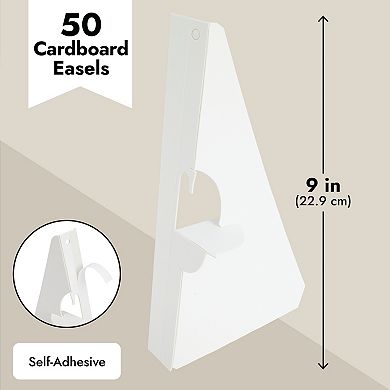 50 Pack Self Stick Cardboard Easel Stands For Pictures, Brochures, Crafts, 9 In