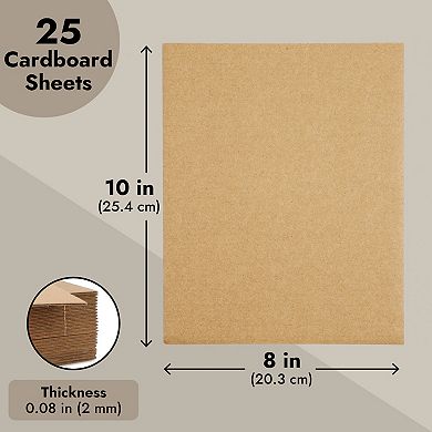 25 Pack Corrugated Cardboard Sheets, 8x10 Flat Inserts For Crafts, 2mm Thick