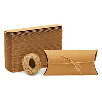 100-pack Pillow Boxes With Twine For Jewelry Party Favor Gift Card (7.5x3.7 In)