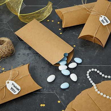 100-pack Pillow Boxes With Twine For Jewelry Party Favor Gift Card (7.5x3.7 In)