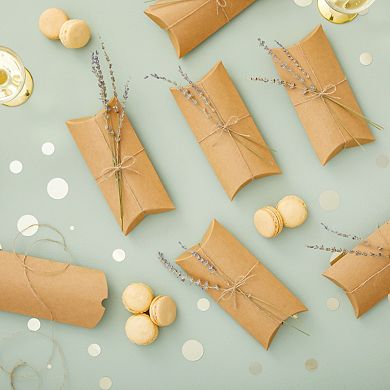 100-pack Pillow Boxes With Twine For Jewelry Party Favor Gift Card (7.5x3.7 In)