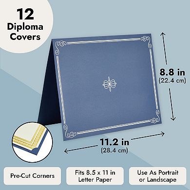 12-pack Navy Blue Certificate Holders - Use As Award, Diploma Cover, Letter-size
