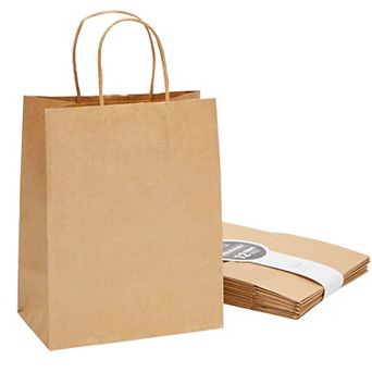 12 Pack Brown Paper Bags With Handles For Party Favors, Small Business, 8x10 In