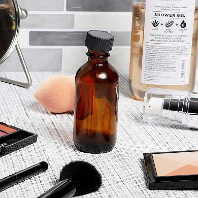 30-pack 2 Oz Amber Glass Bottles With Lids And 6 Funnels For Storing Liquid