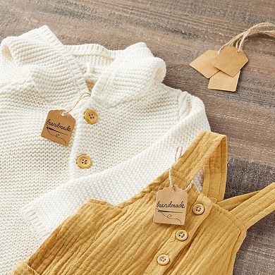 1000 Pack Paper Tags With Jute String Attached For Gift Bags, Brown, 1 X 2"