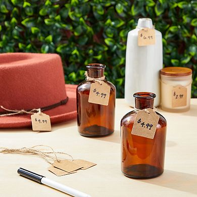 1000 Pack Paper Tags With Jute String Attached For Gift Bags, Brown, 1 X 2"