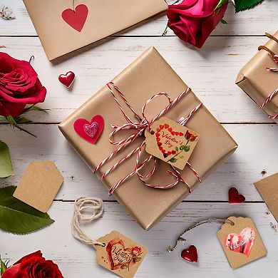 1000 Pack Paper Tags With Jute String Attached For Gift Bags, Brown, 1 X 2"