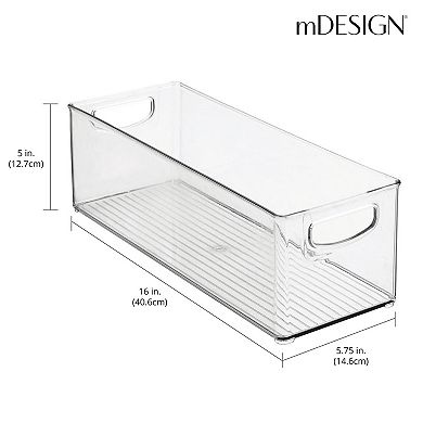 Mdesign Clear Plastic 16" X 6" X 5" Breast Milk Storage Container Bin