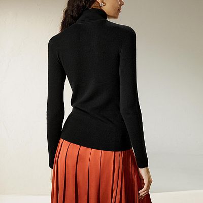 Lilysilk Women s Seamless Silk Knit Turtleneck Sweater