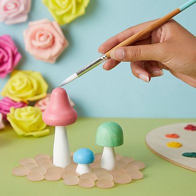 Mini Wooden Mushrooms To Paint, Unfinished Wood Figurines (7 Sizes, 14 Pack)