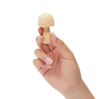 Mini Wooden Mushrooms To Paint, Unfinished Wood Figurines (7 Sizes, 14 Pack)