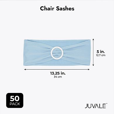 Light Blue Chair Sashes For Wedding, Fits 13.5 To 16.5 Inch Chair Back (50 Pack)