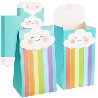 24 Pack Rainbow Goodie Bags With Stickers For Birthday Party Favors, 6.5x4x3"
