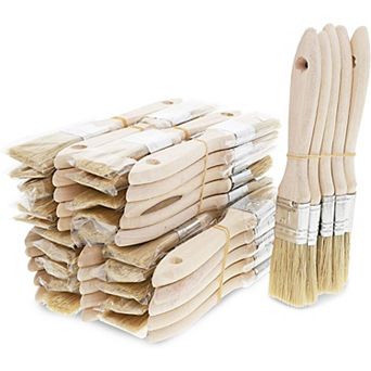 50 Pack Wooden Chip Brushes, 1 Inch Paint Brush Set, Wooden Handle, 7 X 1 in