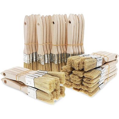 50 Pack Wooden Chip Brushes, 1 Inch Paint Brush Set, Wooden Handle, 7 X 1 In