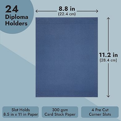 24-pack Single Sided Award Certificate Holders (fits 8.5x11, Navy Blue)