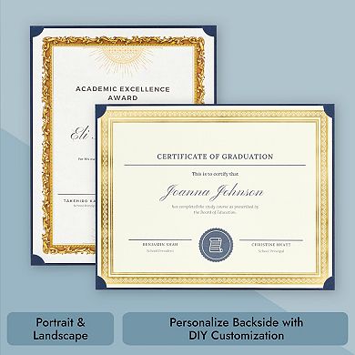 24-pack Single Sided Award Certificate Holders (fits 8.5x11, Navy Blue)