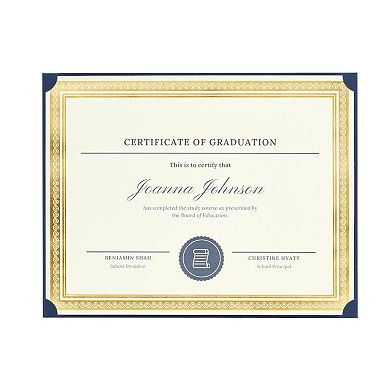 24-pack Single Sided Award Certificate Holders (fits 8.5x11, Navy Blue)
