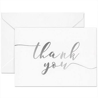 120 Pack Blank Wedding Thank You Cards With Envelopes, Silver, 3.6 X 5 in