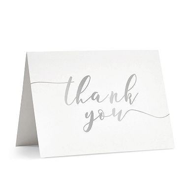 120 Pack Blank Wedding Thank You Cards With Envelopes, Silver, 3.6 X 5 In
