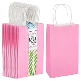 25-pack Pink Gift Bags With Handles - Small Paper Treat Bags (5.3x3.2x9 In)