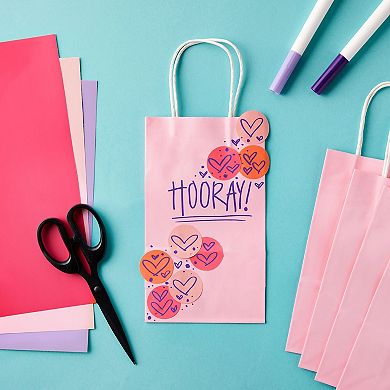 25-pack Pink Gift Bags With Handles - Small Paper Treat Bags (5.3x3.2x9 In)