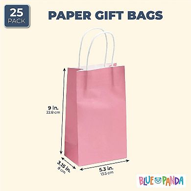 25-pack Pink Gift Bags With Handles - Small Paper Treat Bags (5.3x3.2x9 In)