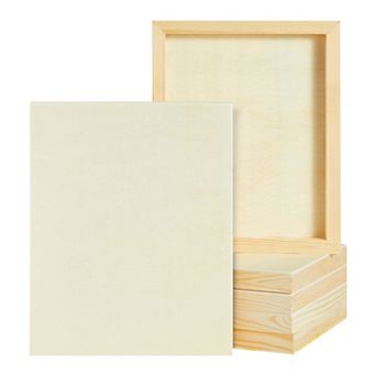 6 pc Unfinished Wood Canvas Boards For Painting, Deep Cradle 8x10 Wooden Panels