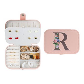 Letter Travel Jewelry Box Pu Leather Organizer Storage For Women Girls Birthday Gifts