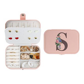 Letter Travel Jewelry Box Pu Leather Organizer Storage For Women Girls Birthday Gifts
