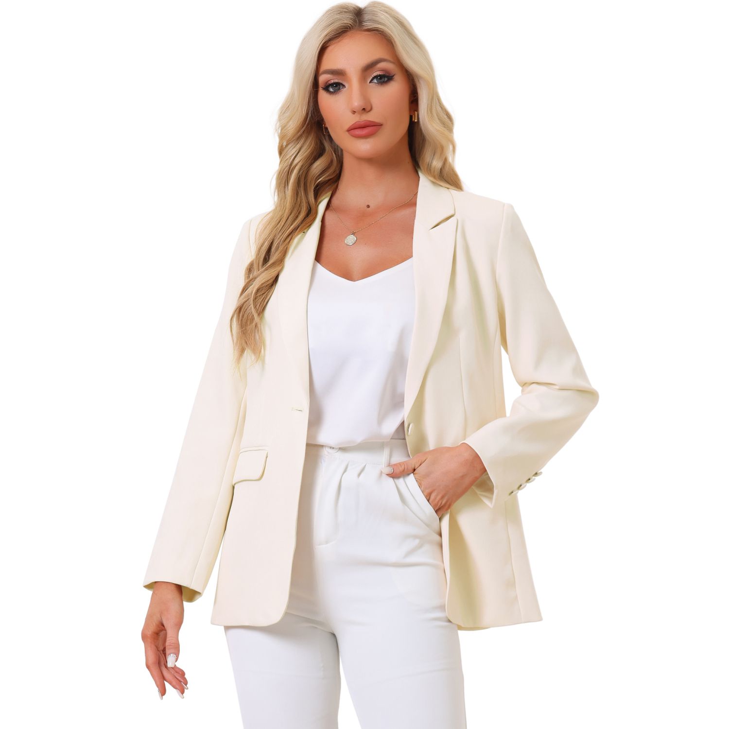 thumbnail image 2 of Oelaio Women's Casual Blazer Jacket - Open Front Long Sleeve Work Office Blazer 2 of 9