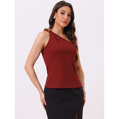 Women's One Shoulder Top Sleeveless Chain Summer Tank Top