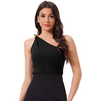 Women's One Shoulder Top Sleeveless Chain Summer Tank Top